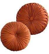 Teieas 2 Pcs Round Throw Pillows Pleated Velvet Pumpkin Round Pillows Floor Cushion for Living Ro...
