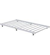 VECELO Twin Trundle Bed Frame Only/Roll Out/Enhanced & Up-Graded Metal Slats Support with Lockabl...