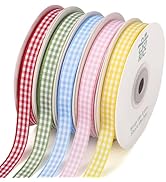 woric 5 Color Gingham Ribbon 3/8" X 50 Yd Plaid Ribbons Craft Ribbons Buffalo Checker Ribbon for ...