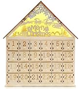 CCINEE Christmas Wooden Advent Calendar with LED Light 24 Storage Drawers Christmas Countdown Cal...