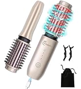 Fitdafit Curling Iron Brush, 1.5" Cordless Hair Curler, 3-in-1 Brush Curling Iron Hair Straighten...