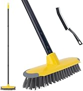 Deck Brush with Long Handle, Scrub Brush for Shower, 50'' Outdoor Floor Scrubber Broom for Carpet...