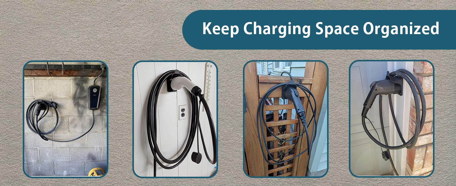 ev charger cable cord holder wall mount organizer sae j1772 hanger hook holster indoor electric car