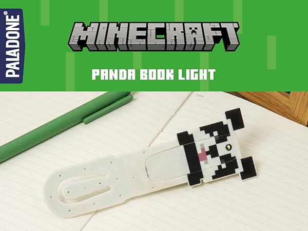 Paladone Minecraft Panda Clip-On LED Reading Light & Bookmark, Officially Licensed Gifts for Gamers