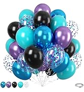 Black Purple Blue Balloons, 50pcs Metallic Blue Purple Teal Balloons Confetti Balloon For Boys Me...
