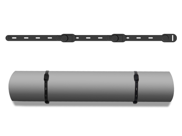 Linkable silicone ties for large items, extendable cord wrapper for yoga mats and extension cords