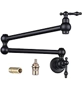 WOWOW Pot Filler Wall Mount Copper Faucet Matte Black Pot Filler Faucet Rotatable Faucet Brass Ki...