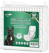 IMMCUTE Male Dog Wraps 50 Ct, Medium Size, Male Dog Diapers Disposable, Super Absorbent Leak-Proo...