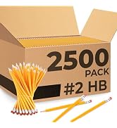 Rosmonde Pre-Sharpened Pencils with Eraser, 2 HB Pencils, 2500Pack