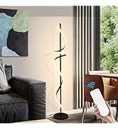 EIDISUNY Modern Spiral Floor Lamp with Remote Control, 48W LED Floor Lamps for Living Room, 3 Col...