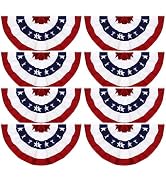 8Pack 2x4Ft American Flag Bunting, Patriotic Pleated Half Fan Flag Outdoor, USA 4th of July Bunti...