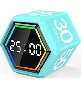 Rotating Pomodoro Timer Cube 3/5/10/25/30/50 min with Colorful Visual Bar | Desk Productivity Fli...