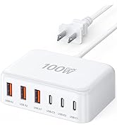 100W GaN 6 Port USB C Charging Station Hub Block Wall Charger Power Strip Adapter Plug Cube for i...