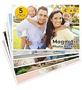 YixangDD 5 Pcs Magnetic picture frames for refrigerator 4x6Inch-Magnetic photo frames,White
