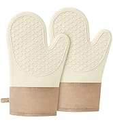 Silicone Oven Mitts,Heat Resistant up to 500°F, Oven Gloves with Soft Lining, Non-Slip Kitchen Es...