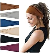 YONUF Fashion Headbands For Women Wide Headband Yoga Workout Head Bands Hair Accessories Band 6 Pack