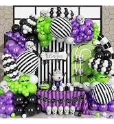 Froova Halloween Balloon Arch Purple Green Black Balloons Garland Kit 3D Bat Stickers 18 Inch Str...