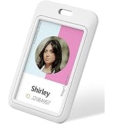 Uniclife 3 Pack Sliding ID Badge Holder Vertical Hard Plastic Case with Clear Window White Card P...