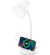Energetic LED Desk Lamp with Phone Holder, Table Lamp with AC Outlet, Adjustable Flexible Goosene...