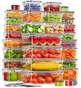 KEMETHY 60 PCS Food Storage Containers with Lids(30 Containers & 30 Lids), BPA-Free Plastic Food ...