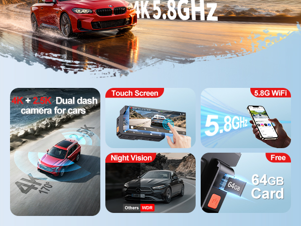 4K Dash Cam Front and Rear