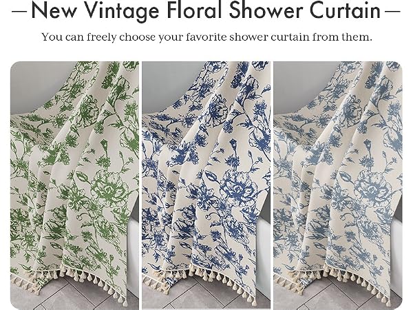 AmazerBath Sage Green Floral Shower Curtain