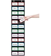 ANCOMEDO 10’’Wide x 48.25”Tall Pocket Chart,6 Pockets Clear Pocket Chart Fit Sentence Strips for ...