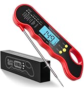 TRAUSI Instant Read Meat Thermometer, Fast & Accurate Digital Food Thermometer with Backlight, Wa...