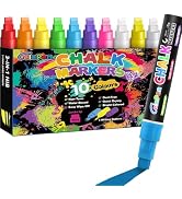 Window Chalk Markers for Cars Glass Washable, 10 Colors Jumbo Liquid Chalk Marker Pens with 10mm ...