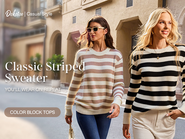 Striped Cute Color Block for Sweaters