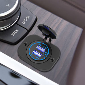 Cigarette Lighter socket Adapter 5V Fast Charge with Blue LED for Boat Motorcycle ATV RV goft cart