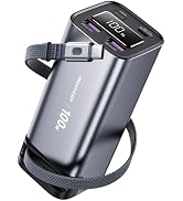 REWONDER 100W Fast Charging Power Bank 20000mAh with Built-in Retractable USB-C Cable, Portable C...