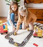 Kids Games Magnetic Tiles Road Set with Extendable Magnetic Crane, City Construction Building Toy...