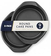 ritonis 9 Inch Round Cake Pan Set of 2, Non-Stick Carbon Steel, Gray | 2-Piece 9 Inch Cake Pan Se...