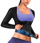 Sauna Suit Shirt for Women Weight Loss Sweat Waist Trainer Vest Workout Compression Tank Top Body...