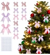 Gift Wrap Bows 3.3", 60pcs(20 Rose Gold,20 Wine Red,20 Baby Pink)Premium Satin Ribbon Bows for Gi...