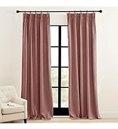 RYB Home Pinch Pleated Velvet Curtains, Room Darkening Thermal Insulated Privacy Protect Pleated ...