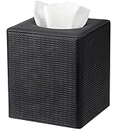 Sumnacon Square Tissue Box Cover with Magnetic Closure, PU Leather Modern Tissue Holder with Embo...