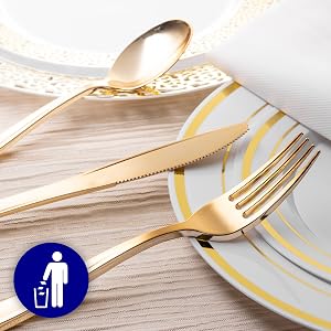 gold cutlery set disposable