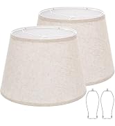 Large Drum Lamp Shades Set of 2, 12"Top x 16"Bottom x 11"High, Beige Lampshades for Table Lamps F...