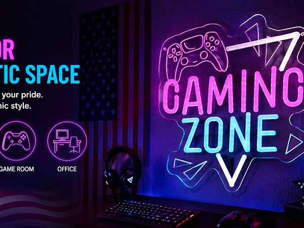 Gaming Zone Neon Sign Game for Wall Decor