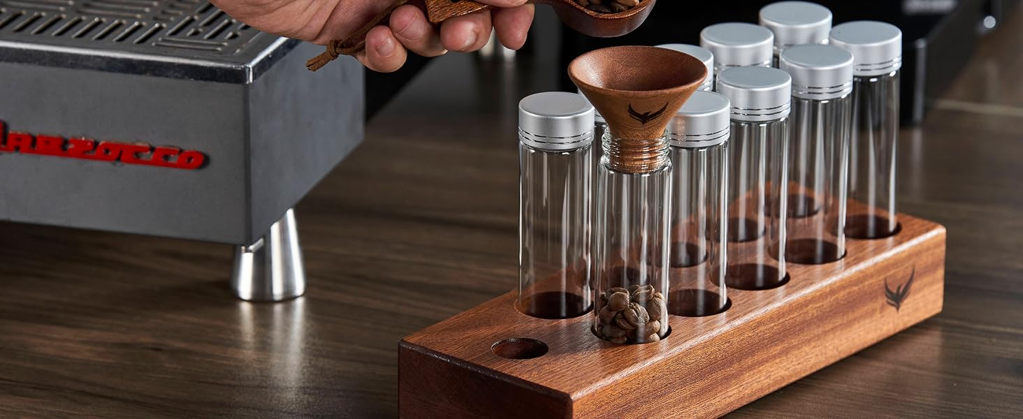 single dose coffee bean storage tubes dosing vessel espresso puck prep