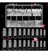 Beetles Acrylic Nails Kit 500Pcs Long Coffin Pre-Shaped Clear Full Cover Soft False Nails, Nail T...