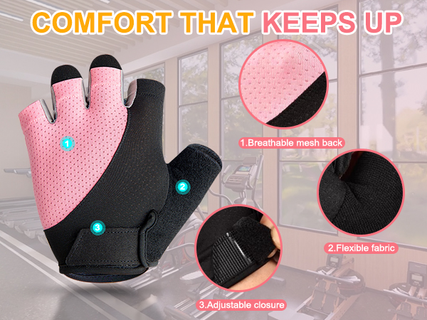 Breathable mesh fingerless fitness gloves