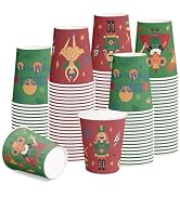 RUSPEPA Disposable Paper Cups 9oz - 100 Pack Set Christmas Nutcracker Soldier Design Printed Pape...