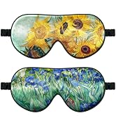 2 Pcs Silk Sleep Eye Mask with Elastic Strap/Headband Shade Art Eye Mask Zero Pressure on Eyelids...