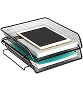 DESIGNA Desk Paper Organizer File Tray,2 Tier Stackable Desktop Letter Tray Paper Storage Holder,...