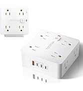 P&P&P&St Surge Protector Power Strip with USB, Wall Mount Outlet Extender, 8 Outlets + 4USB Ports...