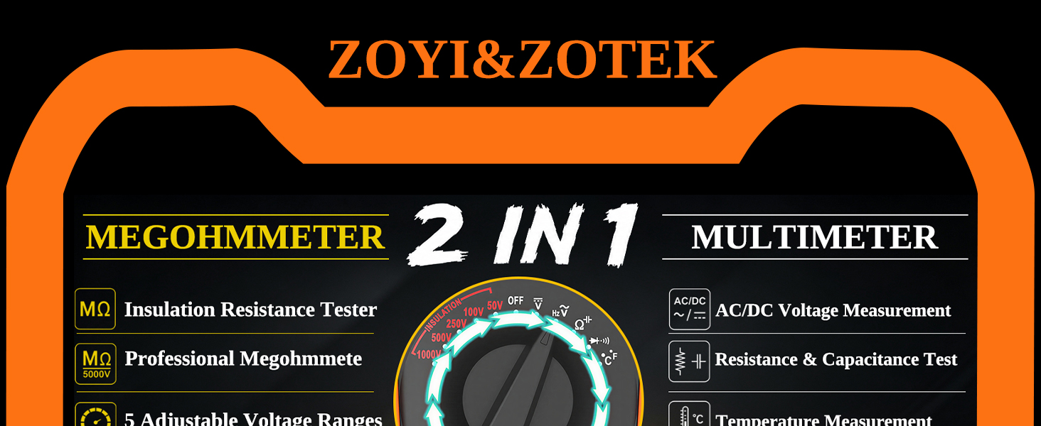 2 in 1 Megohmmeter Multimeter Ohm Meter