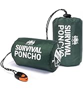 Monterra Emergency Survival Poncho. 2 Thermal Mylar Space Blanket Rain Ponchos. Camping Accessori...